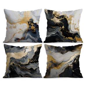 lot 7139 image: ORMAN Black White Marble Pillow Covers 18x18 Set of 4 Marble Gold Gilded Pattern Cushion Case for Home Couch Sofa Bedroom