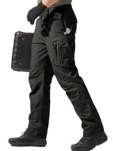 lot 7140 image: FREE SOLDIER Mens Tactical Pants Water Resistant Ripstop Cargo Work Lightweight EDC Hiking Pants with Multi Pockets (Black 36W x 30L)