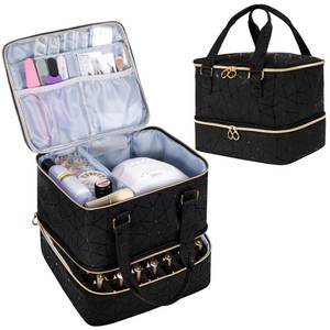 lot 7141 image: Uross Nail Polish Organizer Bag Holds 42 Bottles Nail Polish & Nail Lamp, Gel Nail Polish Organizers and Storage box for Nail Tech, Nail Kit Supplies Organizer Case - Black