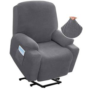 lot 7142 image: H.VERSAILTEX Stretch Couch Cover Recliner Cover Electric Power Lift Recliner Chair Cover Fitted Standard Large Power Lift Recliner with Side Pocket, Soft Thick Jacquard(Single Seat, Grey)