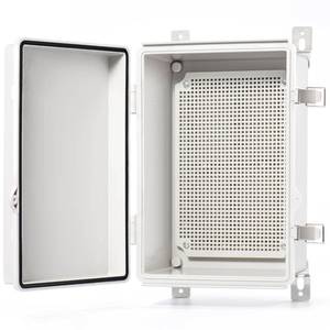 lot 7150 image: QILIPSU Junction Box IP67 Waterproof Plastic Electrical Enclosure Outdoor Weatherproof Project Electric Box with Mounting Plate, Wall Brackets, Hinged Grey Cover 11.2x7.7x5.1