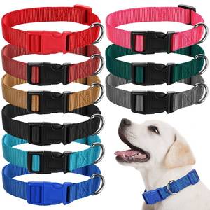 lot 7161 image: 9 Pieces Adjustable Dog Collar for Animal, Soft Nylon Pets Puppy Collar with Quick Release Buckle Holder Bulk for Dogs Walking Running Training(Small,Retro Colors)