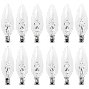 lot 7170 image: Seentech 12 Pack 60W 120V E12 Base B10 CTC Incandescent Light Bulbs, Transparent Candle Light Bulbs Perfect for Chandeliers, Ceiling Fan Lights, Pendants, Fireplace, Dimmable, Warm White 2700K