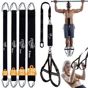lot 7183 image: Fitarc Pull Up Assistance Bands Set,Pull Up Assist Strap with Handle,14 Levels of Assistance Up to 300LBS, Black