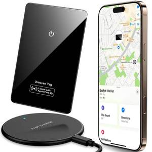 lot 7189 image: Tracker Card for Apple Find My(iOS Only) - Thin Wallet Finder with Wireless Charger - Item Locator for Wallet, Luggage Tags, ID Card and More - IP68 Waterproof