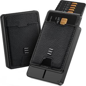 lot 7191 image: VENICE MIAMI VENICE RFID Blocking Wallet, Minimalist Card Holder with Quick Access, Vegan Leather & Brushed Aluminum, Gift-Ready Packaging (Black)