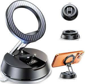 lot 7194 image: ACMEZING NeverFall Car Phone Holder for MagSafe 78LBS Ultra Grip  2400gf Magnetic Power 360° Foldable Car Mount Cell Phone Holders for Your Car for iPhone 17-12 All Smartphones, Carbon Fiber