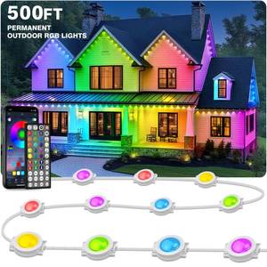 lot 7195 image: LITSOUL 500FT Permanent Outdoor Lights for House Waterproof, Smart RGB Eave LED Lighting with 16 Million Colors, IP67 Outdoor Strip Lights for Christmas Halloween Holiday Daily Decorations(500FT)