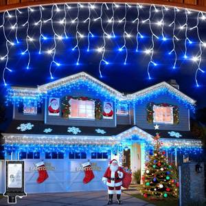 lot 7200 image: 810 LED Christmas Lights with 180 Drops, 82ft 12 Modes Blue and White Fairy String Lights with Timer Dimmable, Waterproof Twinkle Lights for Christmas Indoor Outdoor Holiday Wedding Party Eaves Decor