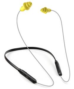 lot 7207 image: HomeSpot Noise Reduction Wireless Neckband Headphones with Qualcomm aptX HD, 27dB NRR, CVC Noise Cancelling Mic & Controls, 20H Playtime for Work Safety OSHA Compliant - Gray Wire Yellow Earbuds