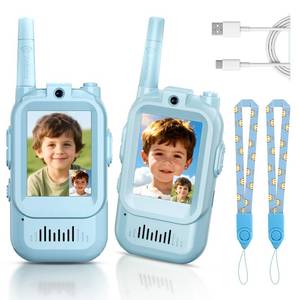 lot 7209 image: Video Walkie Talkies for Kids, Handheld 2 Pack Rechargeable Video Intercom Kids Walkies Talkies, Indoor Outdoor Toys for Family Games, Outside, Camping, Hiking for Boys Girls Ages 3-12 (BlueBlue)