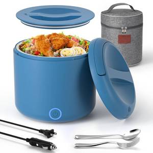 lot 7215 image: Monteka 41-oz Portable Electric Heated Lunch Box for Adults, 100W Spill-Proof & Dishwasher-Safe Food Warmer for OfficeCarTravel, 12V24V110V220V Universal Voltage, Ideal Gift for Men & Women