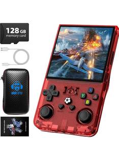lot 7223 image: R36MAX Retro Handheld Game Console, 4.0 Inch 720x720 IPS Screen, 128GB Built-in 22000 Classic Game, Portable Hand Held Open Source Linux System, 4000mAh Battery Retro Gaming Console(Red 128GB)