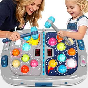 lot 7226 image: 2-Player Whack Game Mole - Toys for Age 3-12 Kids,2 Hammers,3 Modes with Sound & Light,Safe Educational Pounding Toy,Christmas Birthday Gift for 3 4 5 6 Year Old Boys Girls,Gray