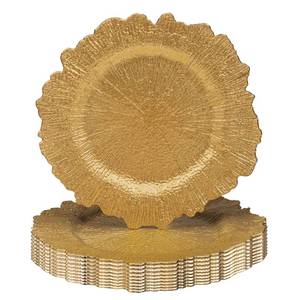 lot 7227 image: JEVERGN 10 Pack Gold Charger Plates, 13 Reef Chargers for Dinner Plates, Gold Plate Chargers Set of 10, Round Plastic Charger for Wedding, Party Event, Dinner, Table Setting