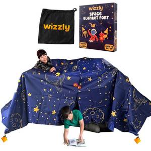 lot 7240 image: Wizzly Space Original Blanket Fort Building Kit for Kids, 4 Blanket Wizzly Toy, Make a Portable Playhouse, Play Tent Boy and Girl Indoor Outdoor Build Set, STEM Children Toy, Ages 4, 8, 12 