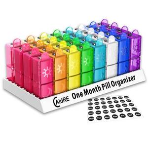 lot 7243 image: Monthly Pill Organizer, CAidRE 30 Day Pill Organizer 2 Times a Day, One Month Pill Box Organizer AM PM, Weekly Pill Holder for Fish Oil, Vitamins, Supplements