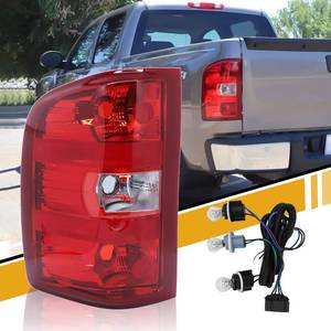 lot 7253 image: CLERYYE Tail Light Assembly Compatible with Chevrolet Silverado 07-13 1500  07-14 2500 HD 3500 HD, OE-Style Replaces 25958482 GM2800207, wBulbs and Harness, Left Driver Side, Red Border