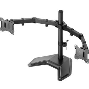 lot 7264 image: monTEK Stable Freestanding Dual Monitor Stand for 17-32 Computer Screens, Heavy-Duty Desk Mount with 22 lbs per Arm, Fully Adjustable Brackets and Arms, Solid V-Shaped Base, VESA 100x100mm Max