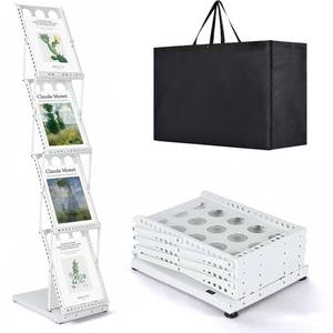 lot 7265 image: Estleys Trade Show Literature Stand Display Rack, Magazine Brochure Catalog Display Stand, Magazine Floor-Standing with Portable Oxford Bag for Office Store Exhibition Trade Show (White)