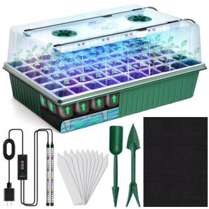 lot 7266 image: SZSJA Self Watering Seed Starter Kit with Grow Light, 60-Cell Seed Starter Tray with Humidity Dome, Seedling Tray for Plant Starter, Indoor Seed Starting Kit with 4 High Lid Germination Tray