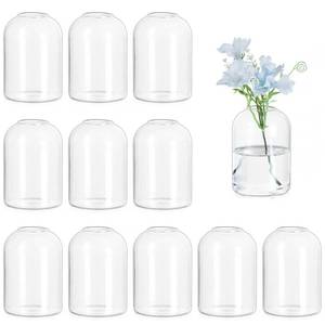 lot 7272 image: Hewory Glass Bud Vases for Centerpieces Set of 12 Blown Clear Small Vase Bulk, Mini Cute Flower Vase for Floral Arrangement, Modern Decorations for Wedding Party Event Table Decor, 3.7(H) x 2.75(D)
