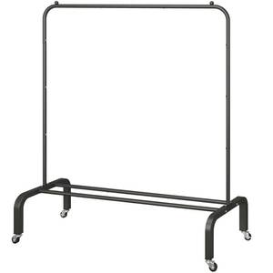 lot 7284 image: JIUYOTREE Metal Clothing Rack with Wheels, 43.3 Inches Rolling Clothes Garment Coat Rack with Bottom Shelf, Clothing Rack for Hanging Clothes, Coats, Skirts, Shirts, Sweaters, Black