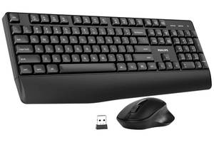 lot 7285 image: PHILIPS Wireless Keyboard and Mouse Combo-Ergonomic Keyboard and Mouse Wireless Combo,Plug n Play,Sleep Mode and 2.4GHz Keyboard for Mac, Windows, Laptop-Black