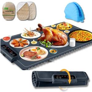 lot 7287 image: Foldable Food Warming Mat Adjustable Temperature Hot Plate for Buffets, Parties, Catering, Home, Restaurant Use Portable, Non-Slip, Energy-Efficient Heated Pad for Trays, Dishes &amp Serving Platters