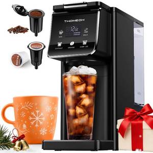 lot 7289 image: Coffee Maker Hot & Iced With Bold Setting,Single Serve Coffee Maker For K Cup And Grounds,52 Oz Removable Water Tank,6-14 Oz Brew Sizes,One Cup Kcup Coffee Machine With Reusable Filter,(Black)