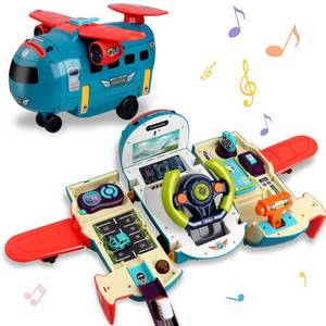 lot 7294 image: Dwi Dowellin Airplane Car Toy,Steering Wheel Toys for 3 4 5 6 Year Old Boys&Girls with Sound and Light,Toddler Educational Plane Driving Toy Gift for Kids Aged 3, Blue