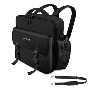 lot 7298 image: JIATEMET Zipper Binder 700-Sheet 3-inch D Ring with Multiple Pockets Folder,Up 14 Laptop Detachable Backpack Straps & Shoulder Use for School and Office (Black)