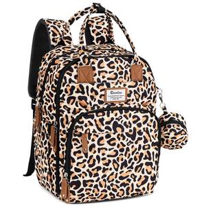 lot 7300 image: RUVALINO Diaper Bag Backpack-Multifunction Baby Travel Bag with Changing pad, Insulated Bottle Holders & Pacifier Case, Large Capacity, Waterproof, Yellow Leopard