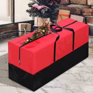 lot 7304 image: PLTCAT Christmas Tree Storage Bag Fits Up 10-12 Ft Tall Artificial Trees-Heavy Duty Holiday Storage Box Durable Reinforced H les Zipper Transparent Pocket- 600D Oxford Tree Storage Container Red