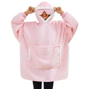 lot 7310 image: Gentlewarm Wearable Blanket Hoodie, Oversized Soft Warm Sherpa Fleece Hoodie with Eye Mask, Cozy and Hooded Blanket with Pets Giant Pocket, rose pink