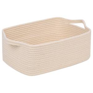 lot 7311 image: CubesLand Rectangular Cotton Rope Basket, 14x10x5 Inches, Beige, Nursery Storage Bin
