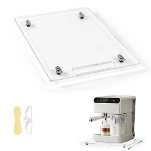 lot 7313 image: BEZONO Appliance Sliders for Kitchen appliances Sliding Tray for Coffee Maker, Espresso Machines, Mixers Sturdy Kitchen Aid Sliders for Mixer - Duty Equipment with Rubber Wheels - 9.8 x 14 (Clear)