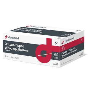 lot 7315 image: Dealmed 6 Cotton-Tipped Wood Applicators 200 Sterile Cotton-Tipped Applicators for Application of Medication, Cleaning Skin, Arts, Crafts and More (Box of 200)