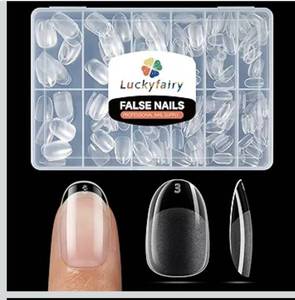 lot 7324 image: Short Oval Round Nail Tips - 240 Pcs Half Matte Clear Gel Acrylic Nail Tips Full Cover Soft Gel Short Oval Press On Nails Pre-Shaped For Nail Extension Art DIY Salon 12 Sizes