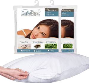 lot 7329 image: SafeRest Pillow Protector - Pack of 2 - Standard Size Waterproof Pillow Cover - Zippered Pillow Encasement for College Dorm Room, New Home - Cotton Terry, Waterproof, Breathable