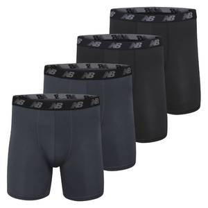 lot 7330 image: New Balance Mens Performance 5 No Fly Boxer Brief, 4-Pack, ThunderThunderBlackBlack, Small (NB3017-4)