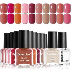 lot 7335 image: OpenLive 12Pcs Rose Nail Polish Set with Base and Top Coat Burgundy Dark Wine Cherry Red Hot Pink Fingernail Polish Kit Air Quick Dry Regular Finger Nail Polish Pack for Women Gift Holiday