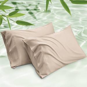 lot 7339 image: Bedsure King Size Pillow Cases Set of 2, Cooling Pillow Cases King, Rayon Derived from Bamboo Khaki Pillowcases, Breathable & Silky Soft Cool Bedding Pillow Covers with Envelope Closure, 20x36 Inches
