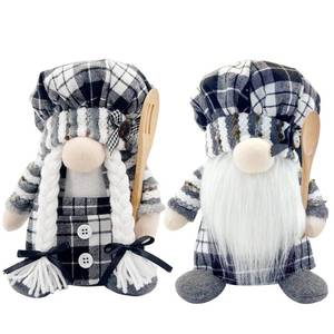 lot 7340 image: Lovinland Christmas Chef Gnomes Plush - Chef Tomte Swedish Scandinavian Figurine Elf Doll - Christmas Decoration for Home, Kitchen - Xmas Buffalo Plaid Decor - Gnomes Gifts for Women
