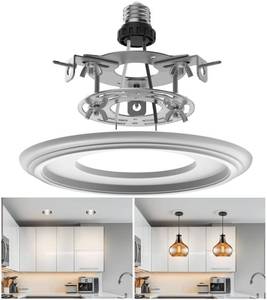 lot 7343 image: tebio 5 and 6 Recessed Can Light Conversion Kit, Light Fixture Upgrade, Pendant Light, Fan Compatible, Includes 7� Inch Decorative Plastic Medallion, White Finish