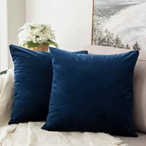 lot 7367 image: MIULEE 20x20 Inch Velvet Throw Pillow Covers, Pack of 2 - Dark Blue, Super Soft Decorative Square Cushion Cases Modern Luxury Home Decor for Sofa, Couch, Bed, Chair with Invisible Zipper