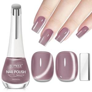 lot 7371 image: SUPWEE Magnetic Nail Polish Non Gel Quick Dry Glitter Cat Eye Nail Polish Cats Eye Toe Fingernail Air Drying Fast Lacquer Manicure Gift For Women Girls 16ml, 0.54fl oz