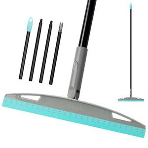 lot 7389 image: Multifunction Magic Broom, Silicone Floor Squeegee Broom with 59 Long Handle, Scraping Broom for Floor Bathroom Kitchen Shower Tile Pet Hair Fur Marble Glass Water Window Foam Cleaning, Blue