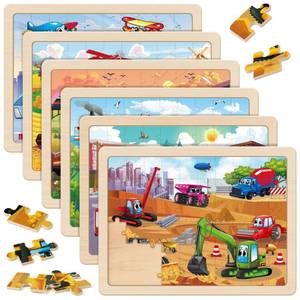 lot 7393 image: SYNARRY Wooden Vehicle Puzzles for Kids Ages 4-6, 6 Packs 60 PCs Jigsaw Puzzles Preschool Educational Toys Gifts for Children Ages 4-8, Kids Toys Gifts for 4 Year Olds Boys Girls