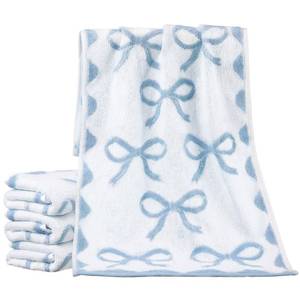 lot 7414 image: SmoothNovelty 4 Pcs Blue Bow Hand Towels for Bathroom 13 x 29 Soft 100% Cotton Coquette Face Towel Valentines Day Kitchen Decor Absorbent Preppy Bathroom Decor Bridal Shower Wedding Gift